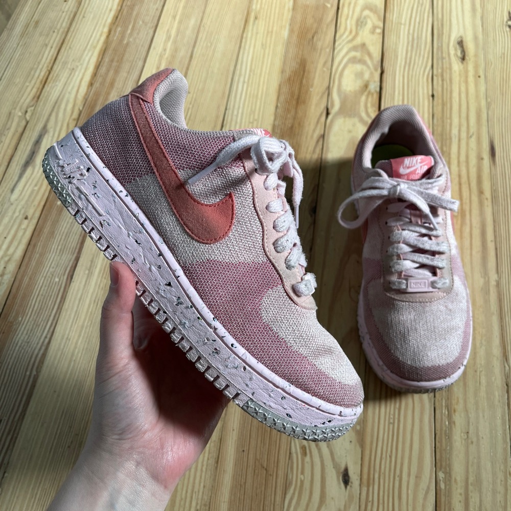 Nike Air Force 1 Crater Flyknit Womens 9.5 Pink Glaze Low Sneakers DC7273-600